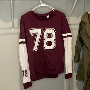 78 Maroon and white long sleeve tee